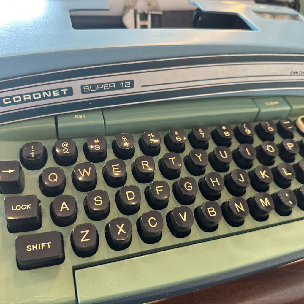 Vintage Smith Corona Super 12 Robin Egg Blue Coronet Electric Typewriter