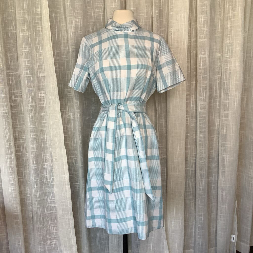 1970s Blue checkered Day Dress *deadstock*