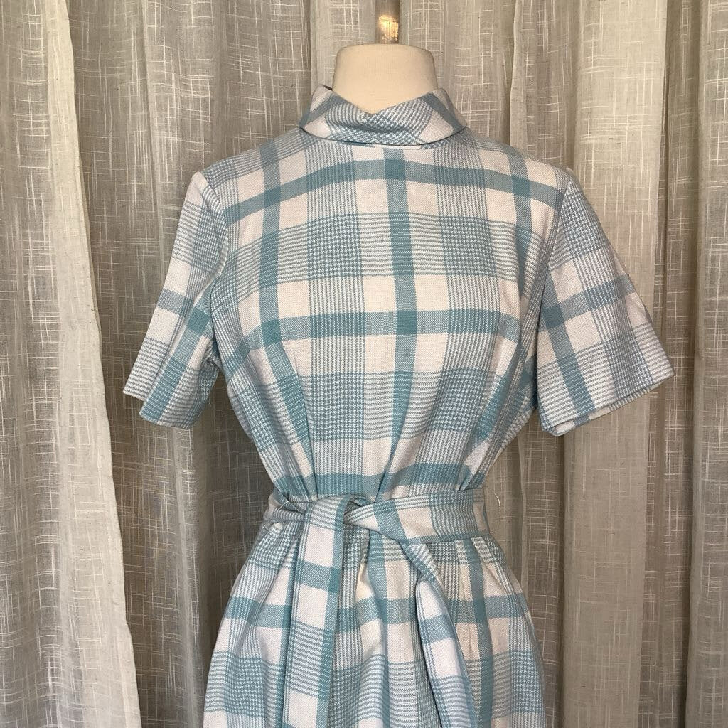 1970s Blue checkered Day Dress *deadstock*