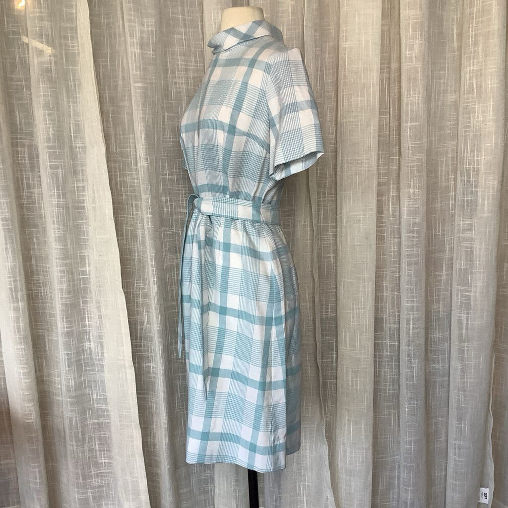 1970s Blue checkered Day Dress *deadstock*