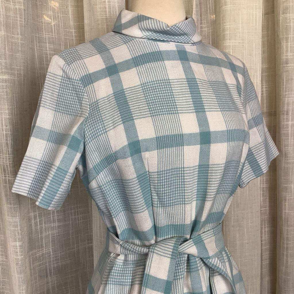 1970s Blue checkered Day Dress *deadstock*