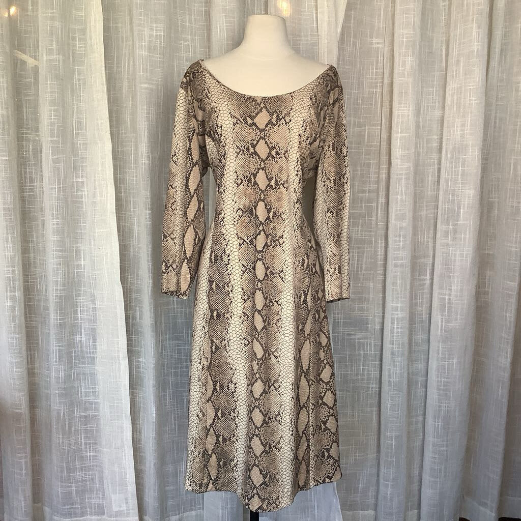 1970s Snake Print Midi Dress