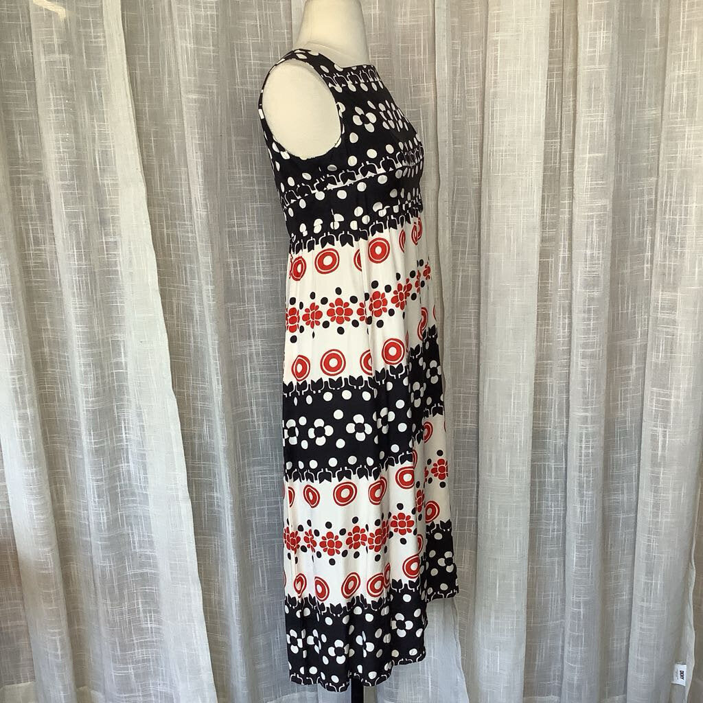 1960s Mod Black Red and White Floral Dress