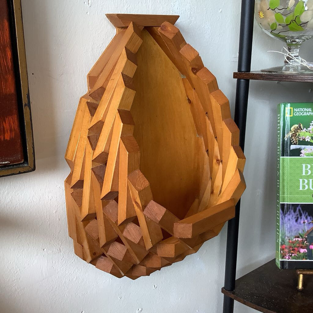 Vintage Wood Block Wall Basket