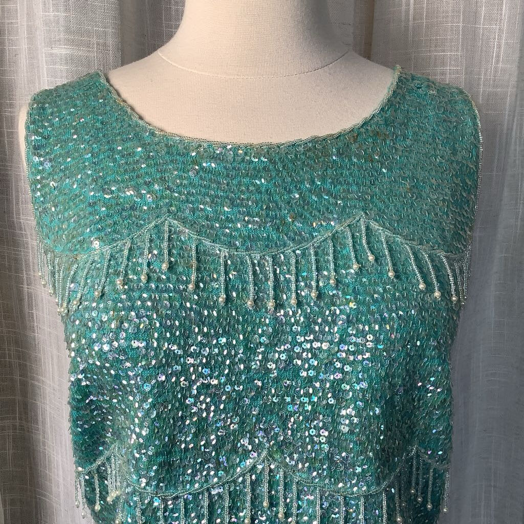 1960s Diana Deb from Hong Kong Exclusive Beaded Sleeveless Evening Top