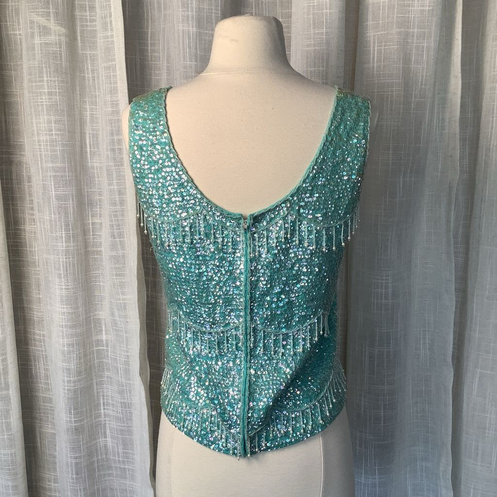 1960s Diana Deb from Hong Kong Exclusive Beaded Sleeveless Evening Top