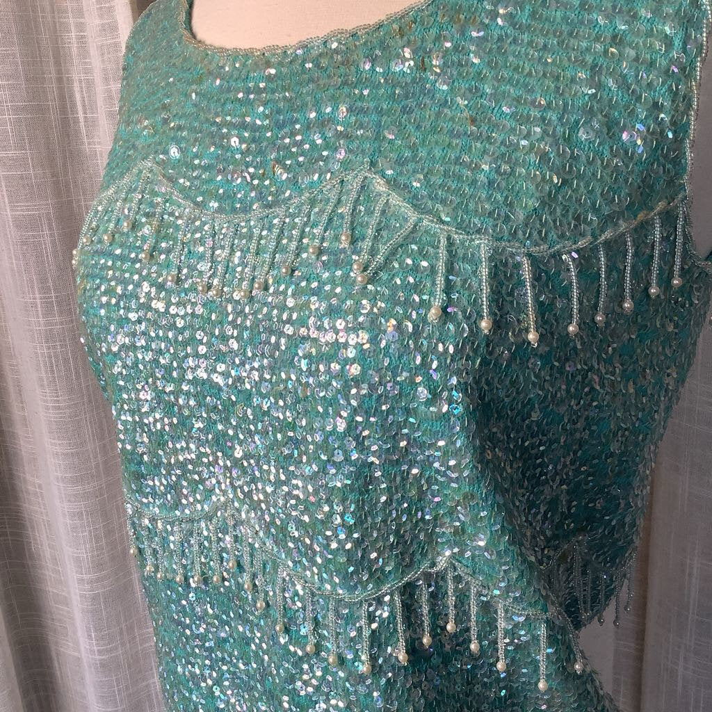 1960s Diana Deb from Hong Kong Exclusive Beaded Sleeveless Evening Top