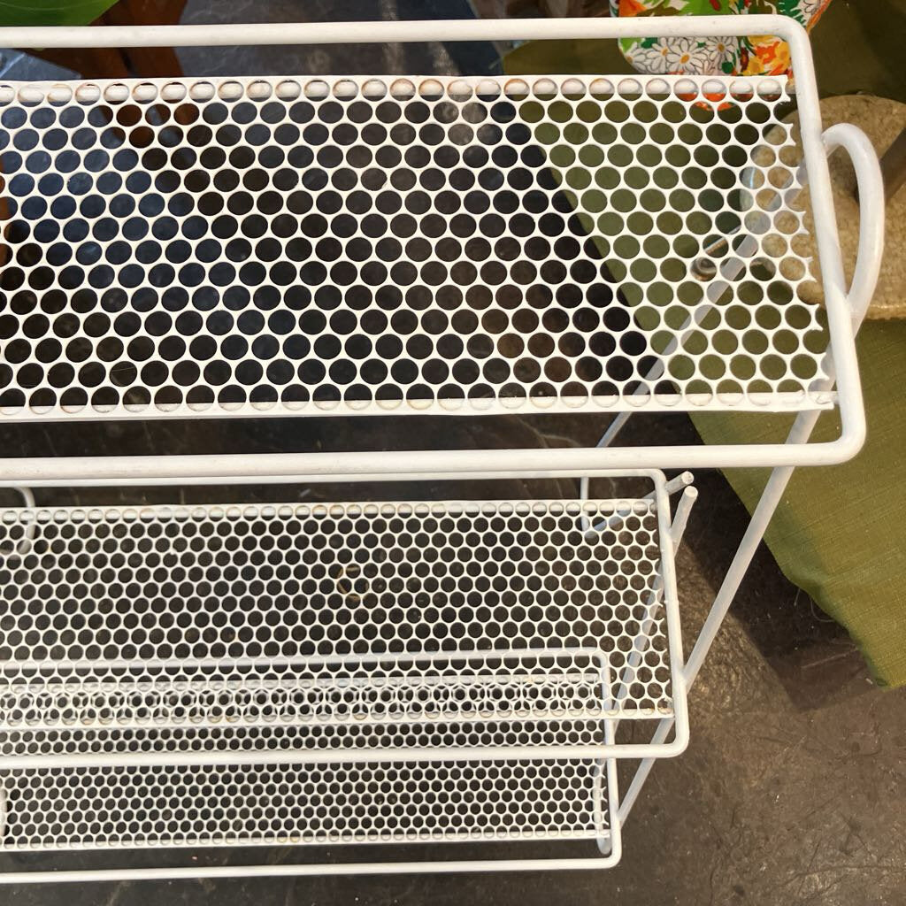 Mid Century White Metal Plant Stand