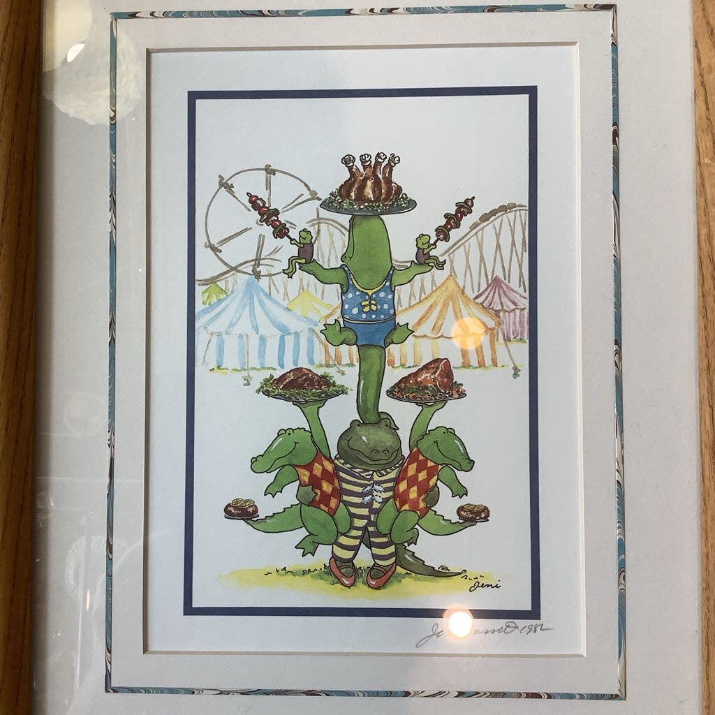 Signed Alligator Illustration Jeni Bassett 1982