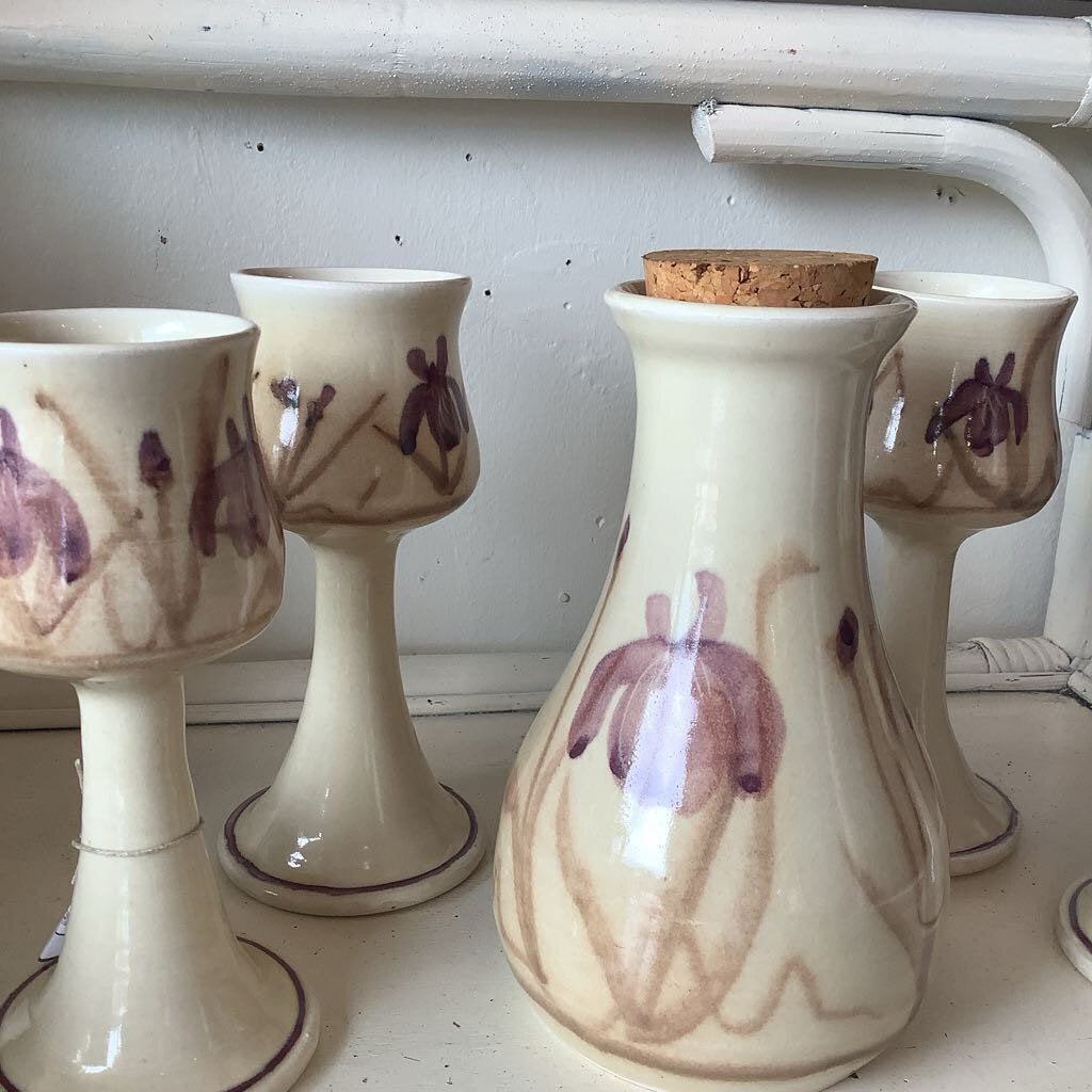 Vintage Handmade Carafe & Goblet Set