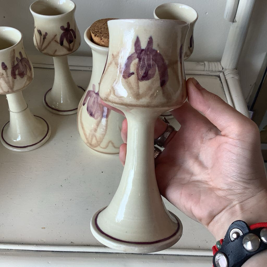 Vintage Handmade Carafe & Goblet Set