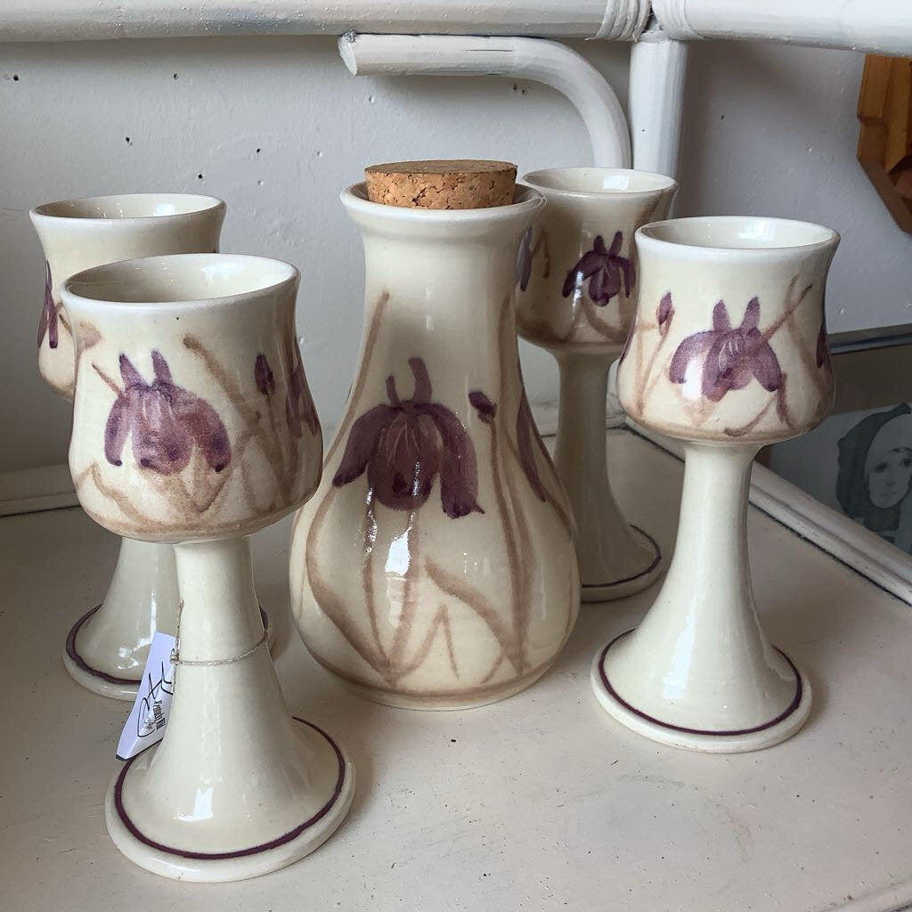 Vintage Handmade Carafe & Goblet Set