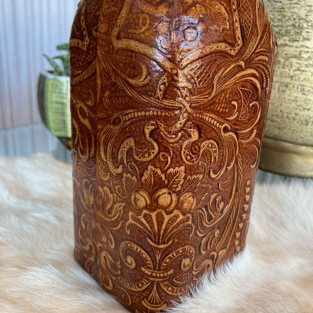 Vintage Embossed Leather Decanter