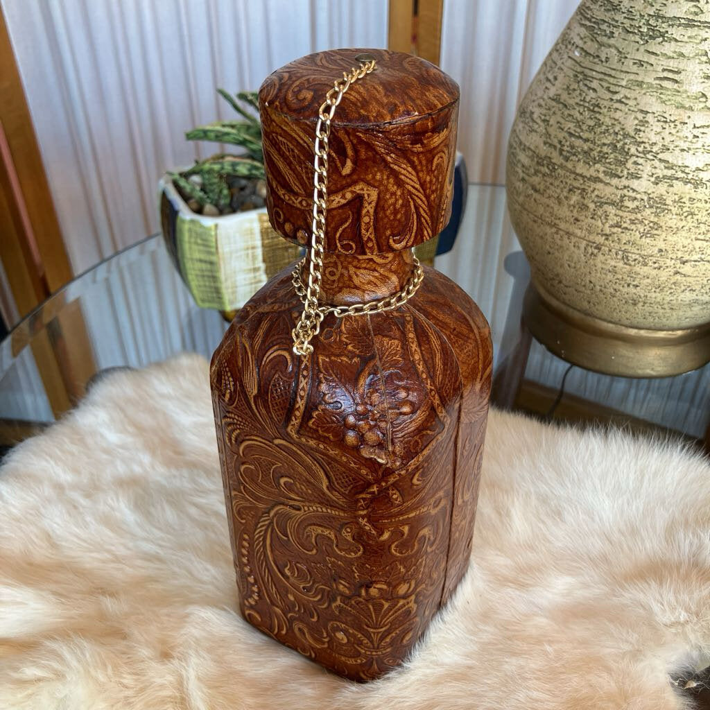 Vintage Embossed Leather Decanter