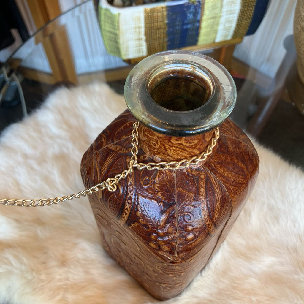 Vintage Embossed Leather Decanter