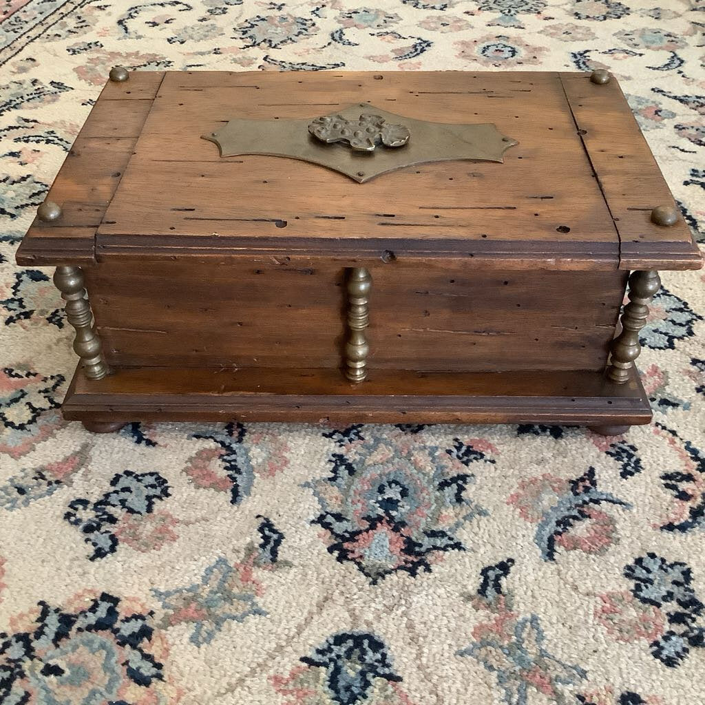 Vintage Wooden and Brass Box