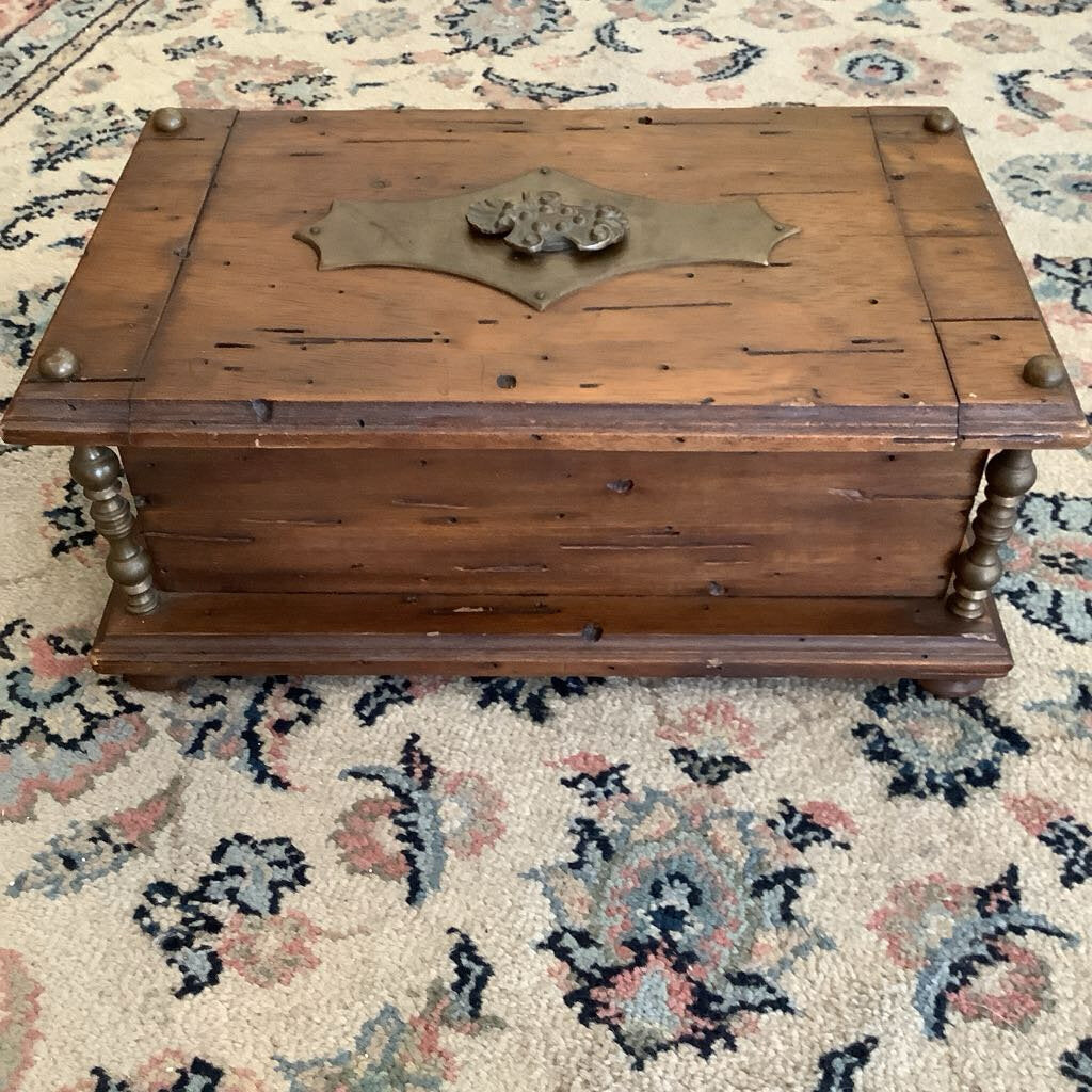 Vintage Wooden and Brass Box