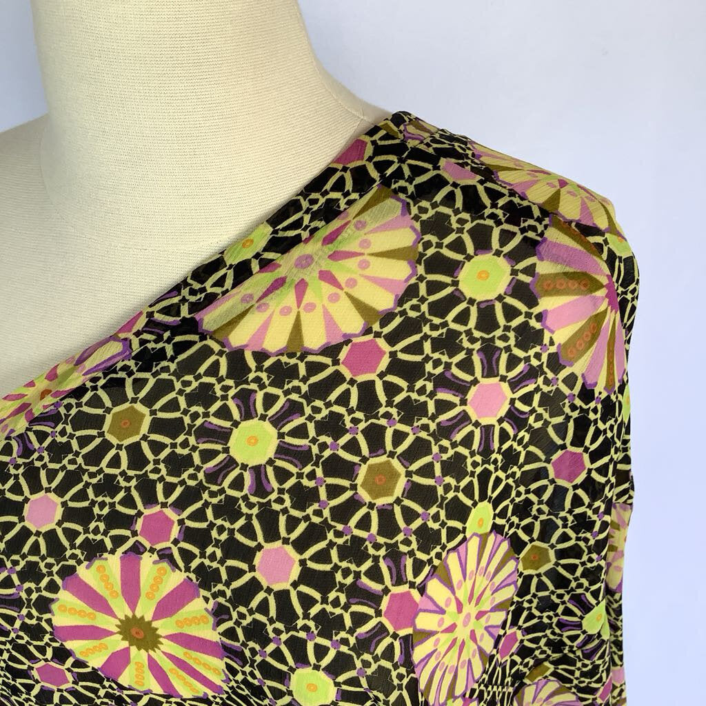 Off the Shoulder Sheer Top with Drawstring Hem
