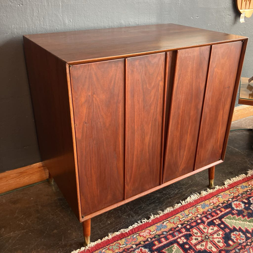 Mid Century Walnut Tambour Door Cabinet