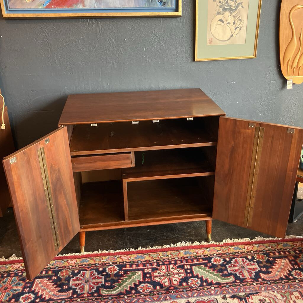 Mid Century Walnut Tambour Door Cabinet