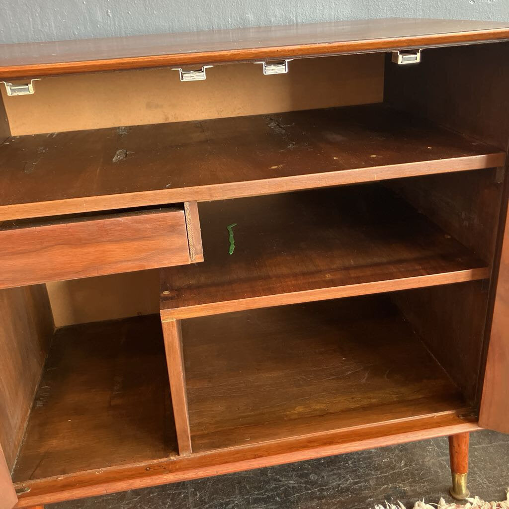 Mid Century Walnut Tambour Door Cabinet