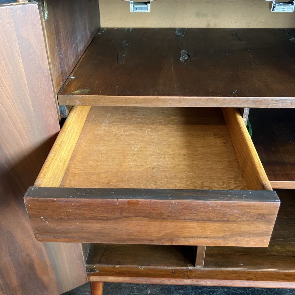 Mid Century Walnut Tambour Door Cabinet