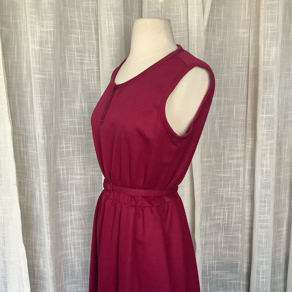 1970s Maroon Day Dress with Belt