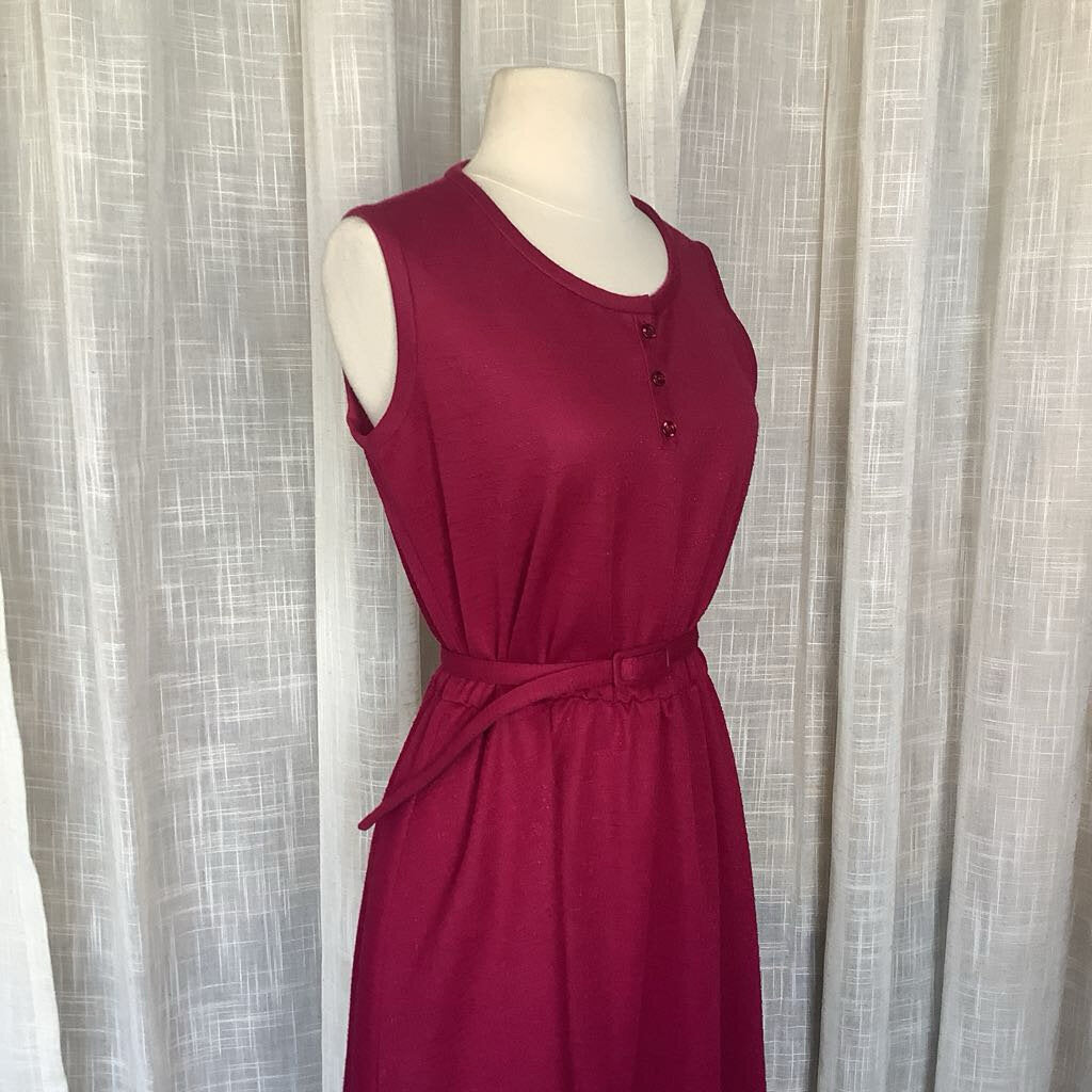 1970s Maroon Day Dress with Belt