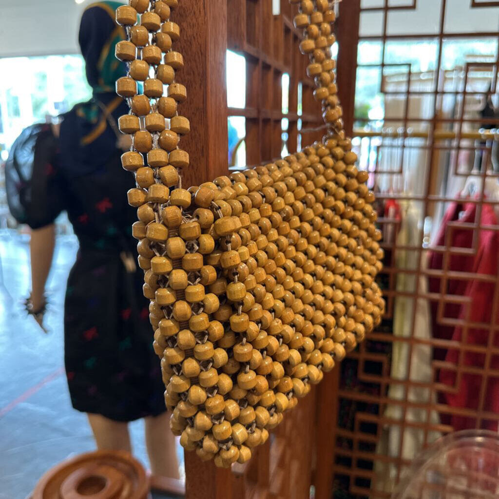 Vintage Wooden Beaded Purse