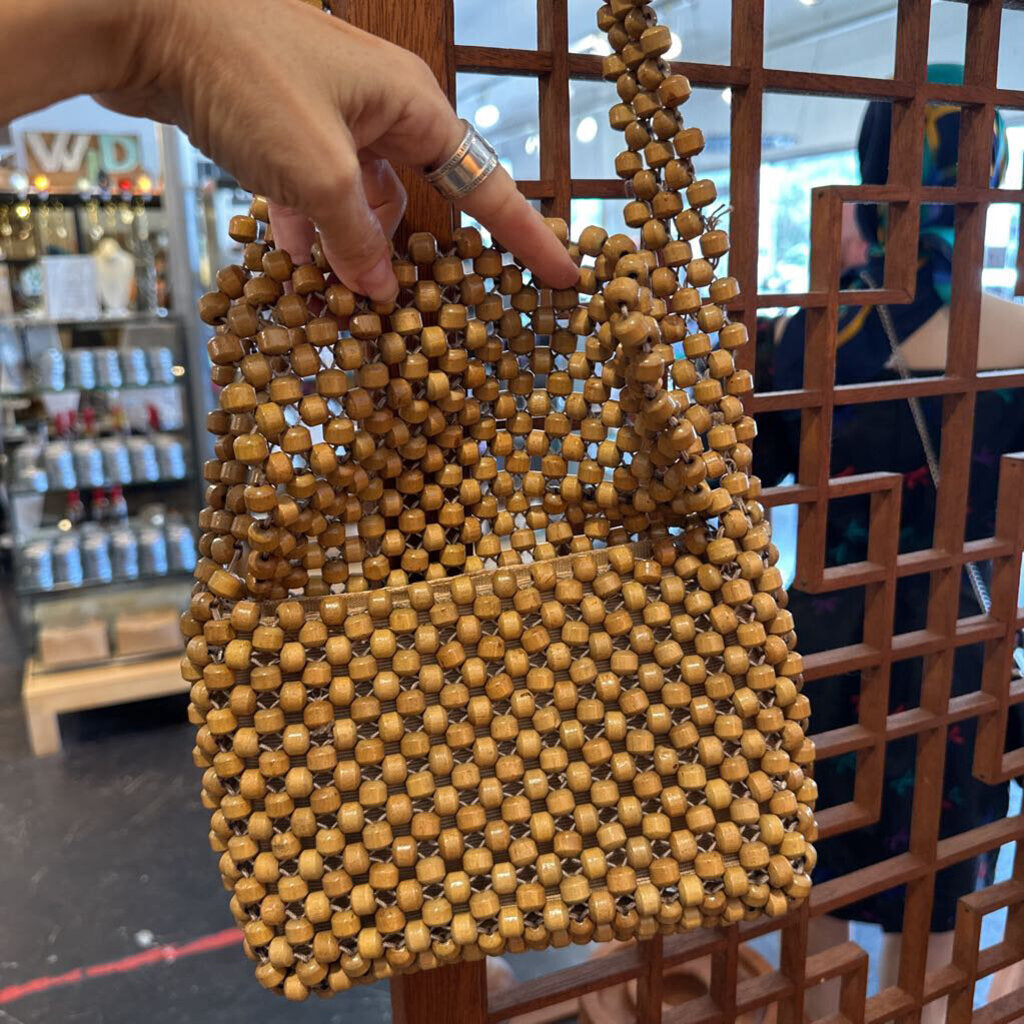 Vintage Wooden Beaded Purse