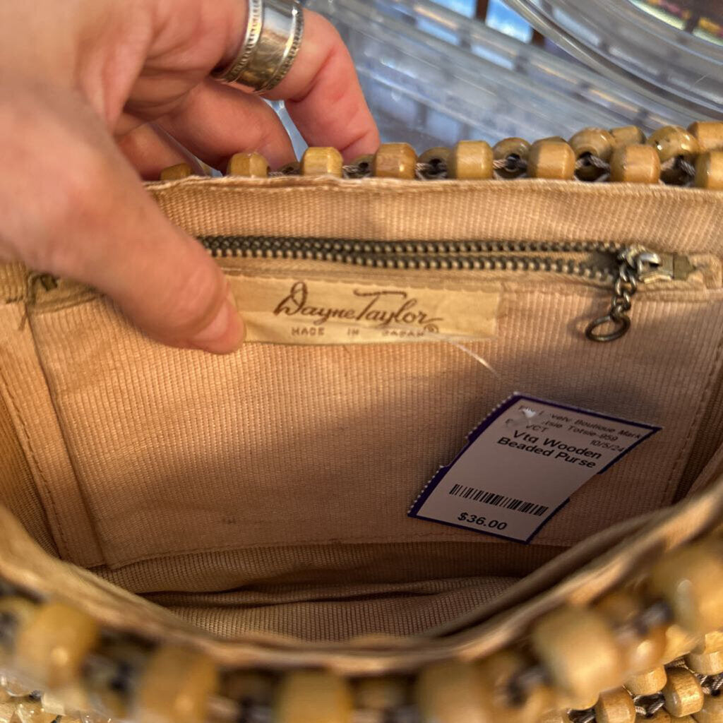 Vintage Wooden Beaded Purse