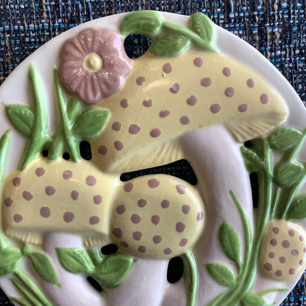 1970's Hand Painted Mushroom Trivet