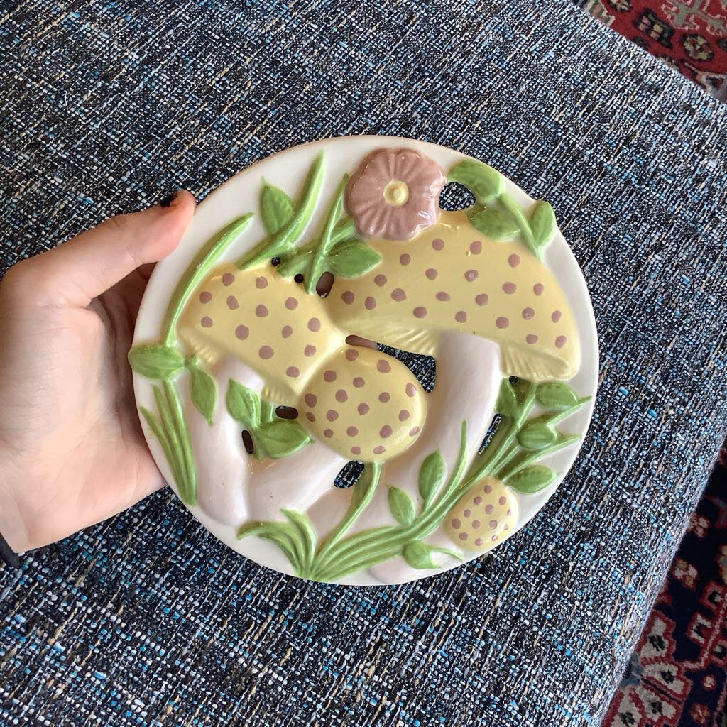 1970's Hand Painted Mushroom Trivet