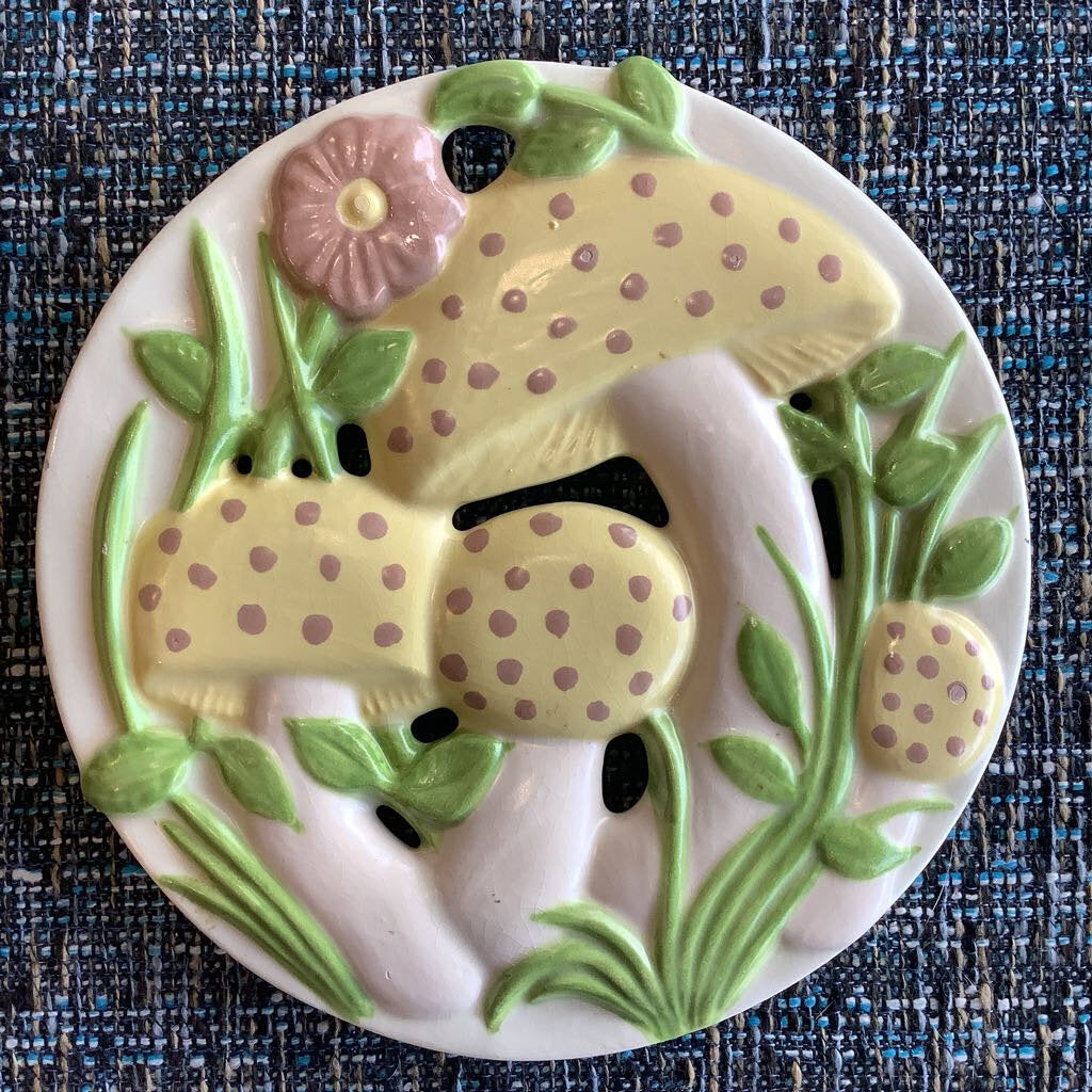 1970's Hand Painted Mushroom Trivet