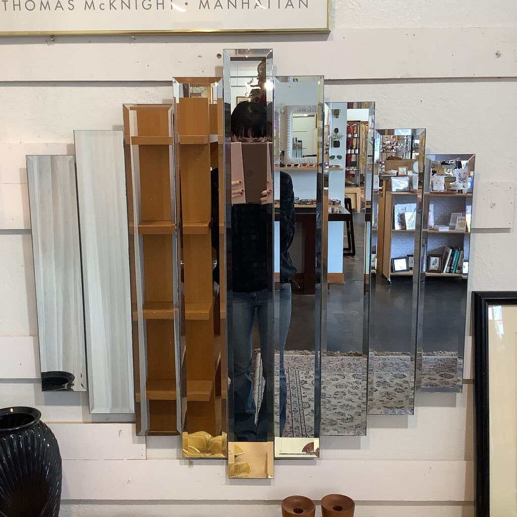 Vintage Nine Panel Beveled Wall Mirror