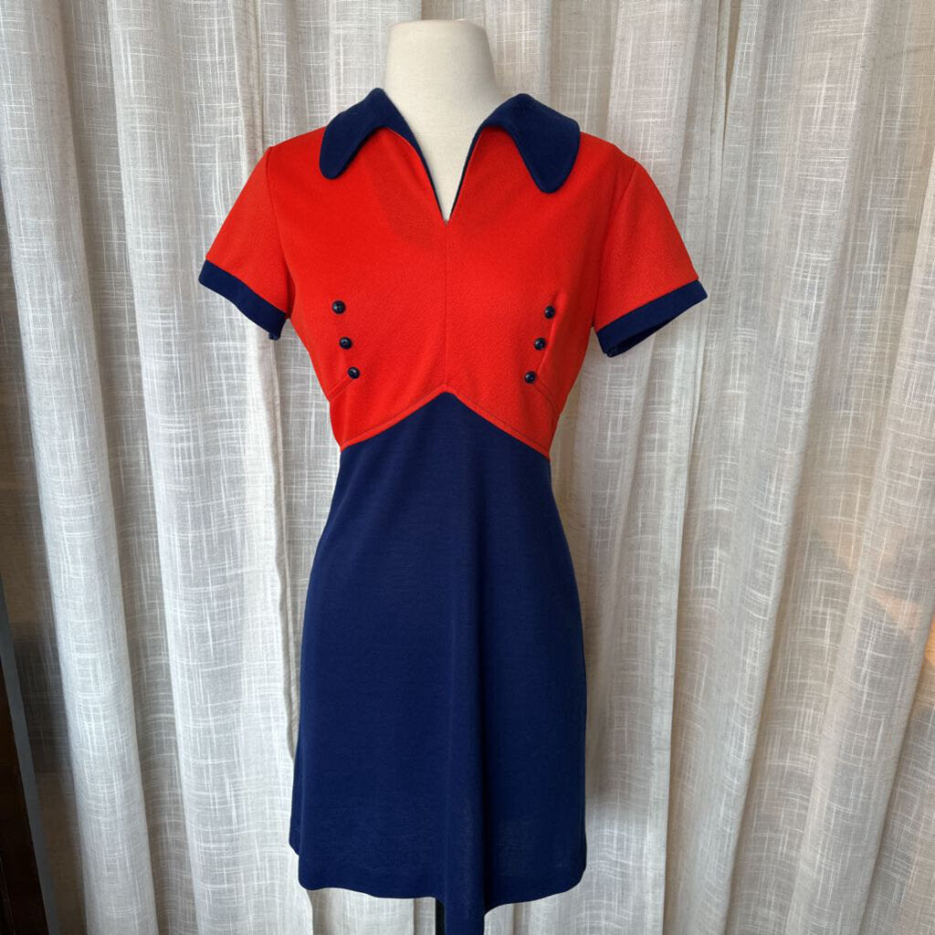 1960s Color Block Short Sleeve Dress