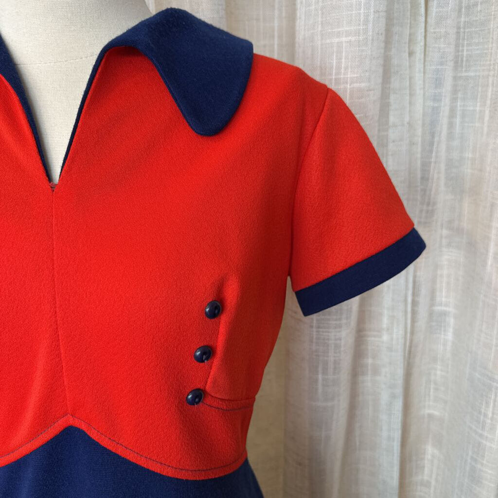 1960s Color Block Short Sleeve Dress