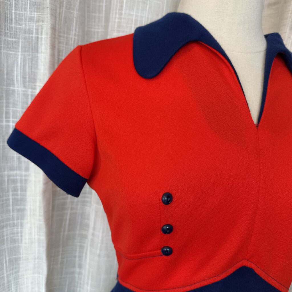 1960s Color Block Short Sleeve Dress