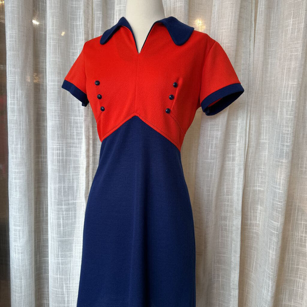 1960s Color Block Short Sleeve Dress