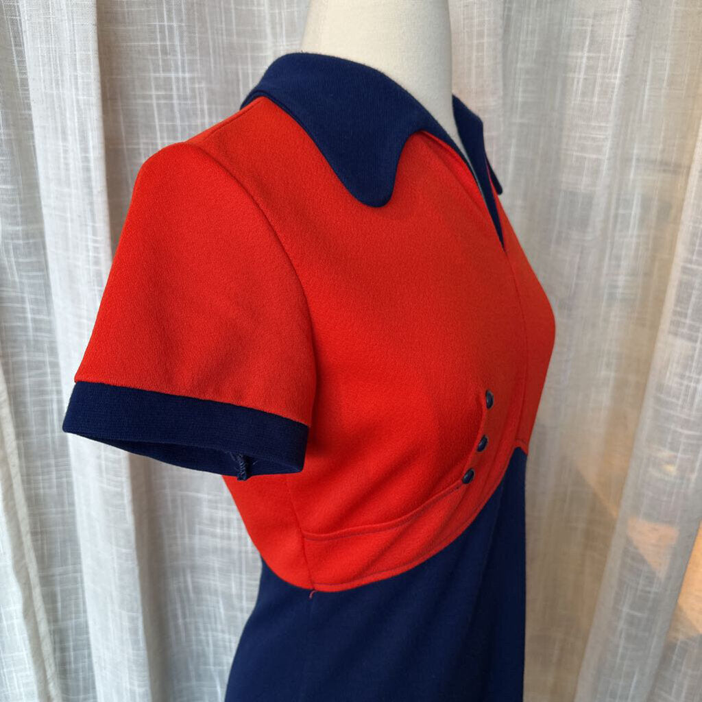 1960s Color Block Short Sleeve Dress