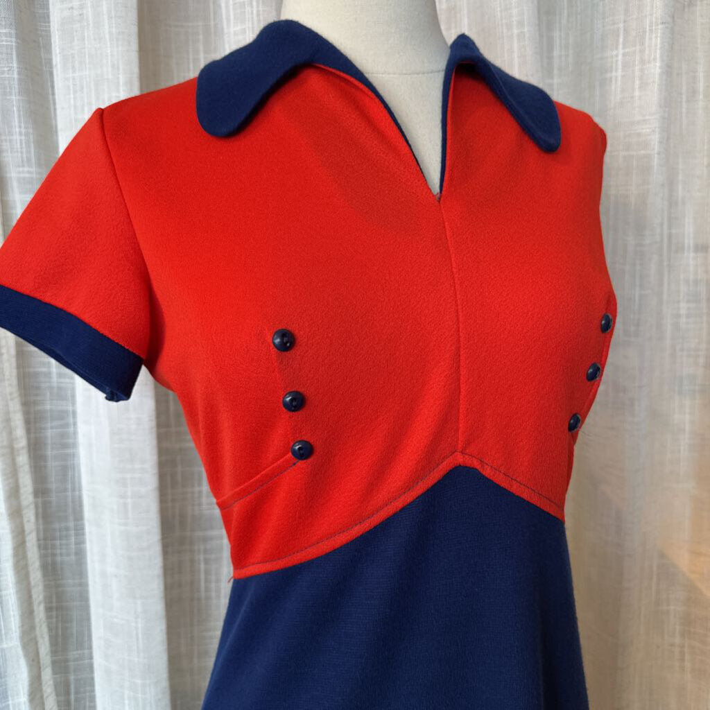 1960s Color Block Short Sleeve Dress