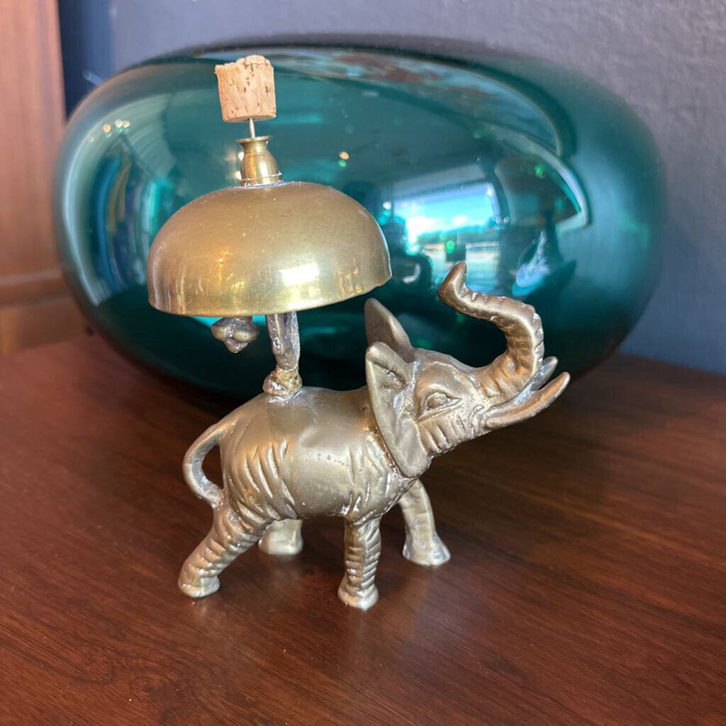 Vintage Brass Lucky Elephant Hotel Desk Bell