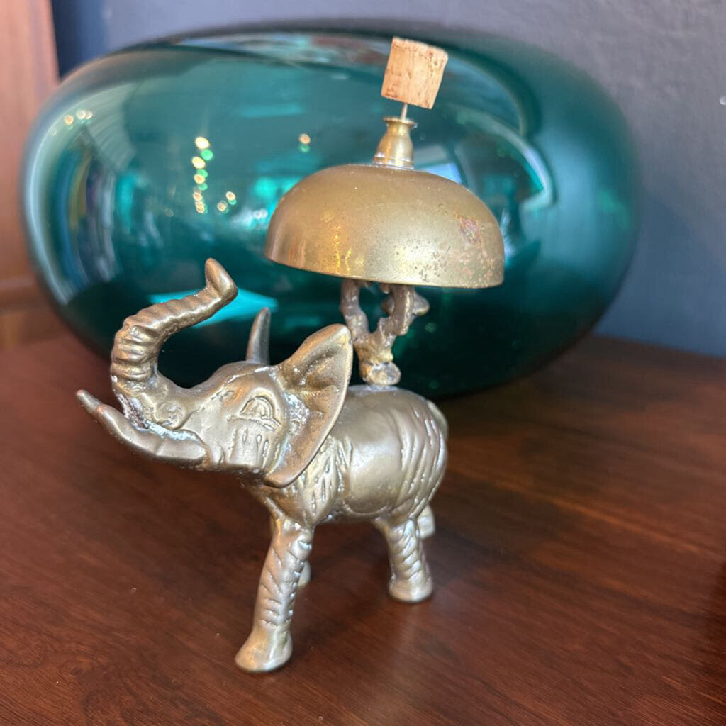 Vintage Brass Lucky Elephant Hotel Desk Bell