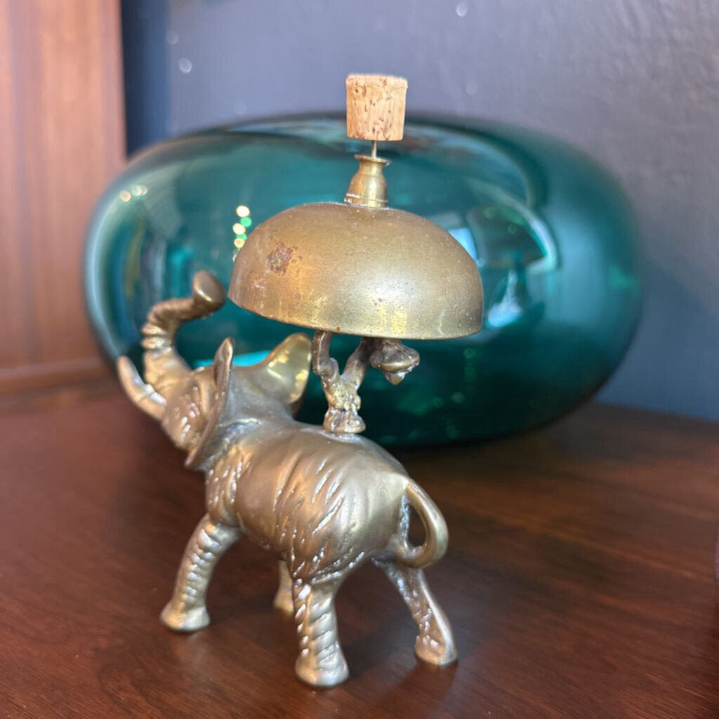 Vintage Brass Lucky Elephant Hotel Desk Bell