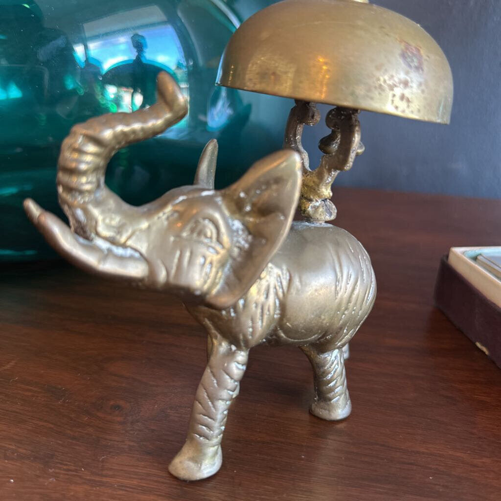 Vintage Brass Lucky Elephant Hotel Desk Bell