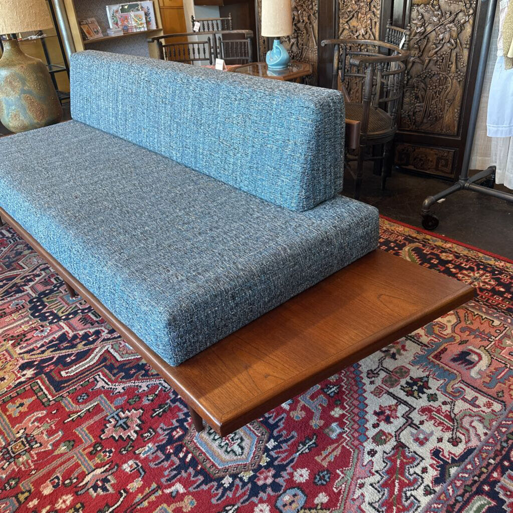 Mid Century 1960's Platform Sectional Sofa w/ Built In Walnut End Tables