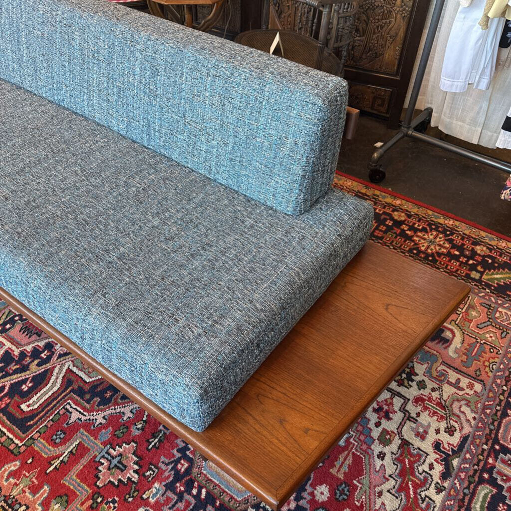 Mid Century 1960's Platform Sectional Sofa w/ Built In Walnut End Tables