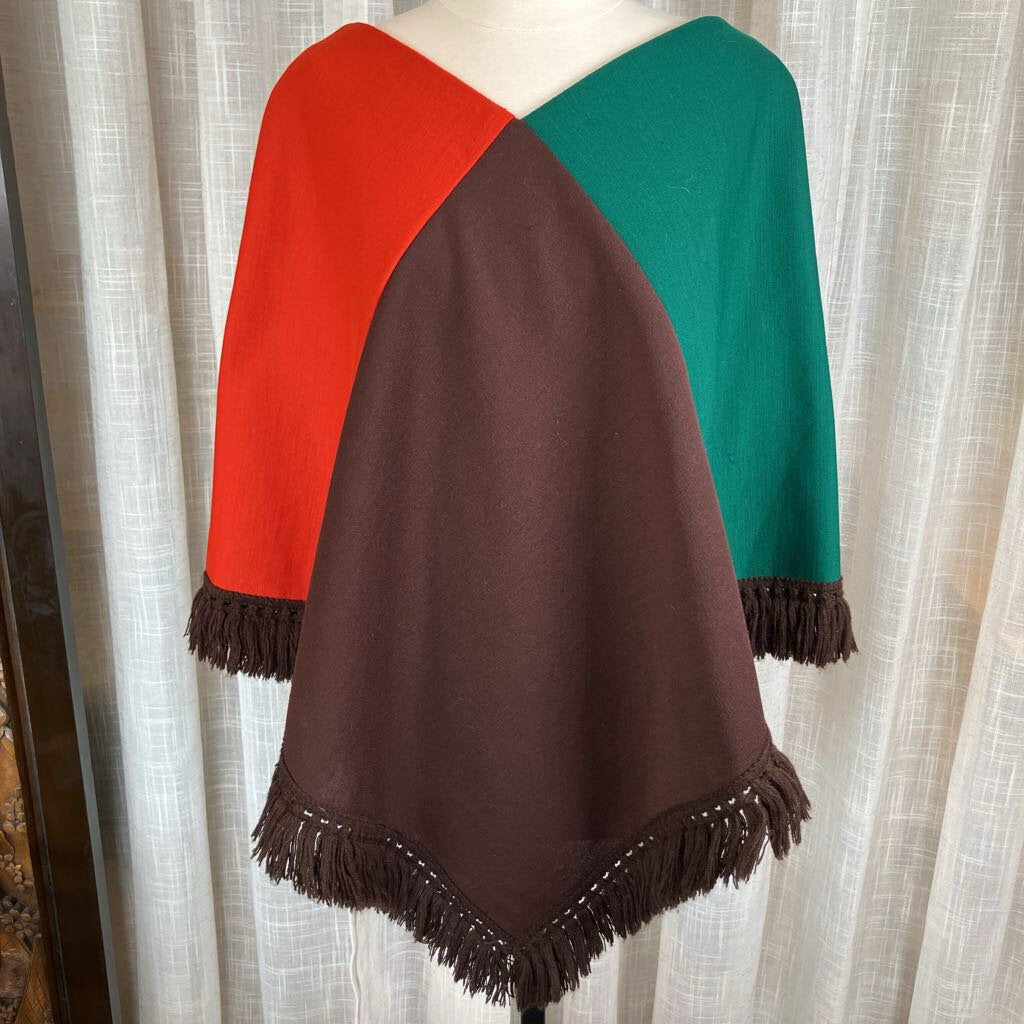 1970s Color Block Poncho