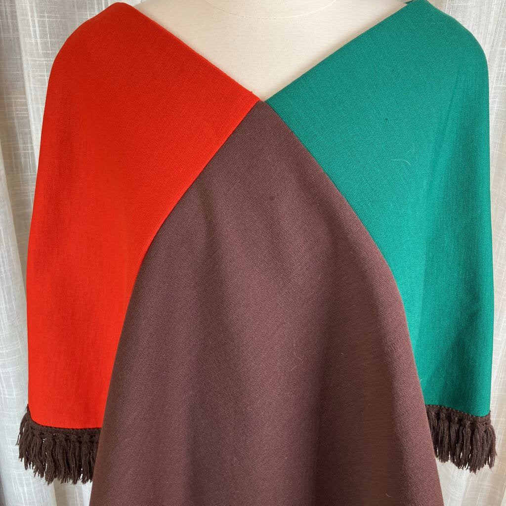 1970s Color Block Poncho