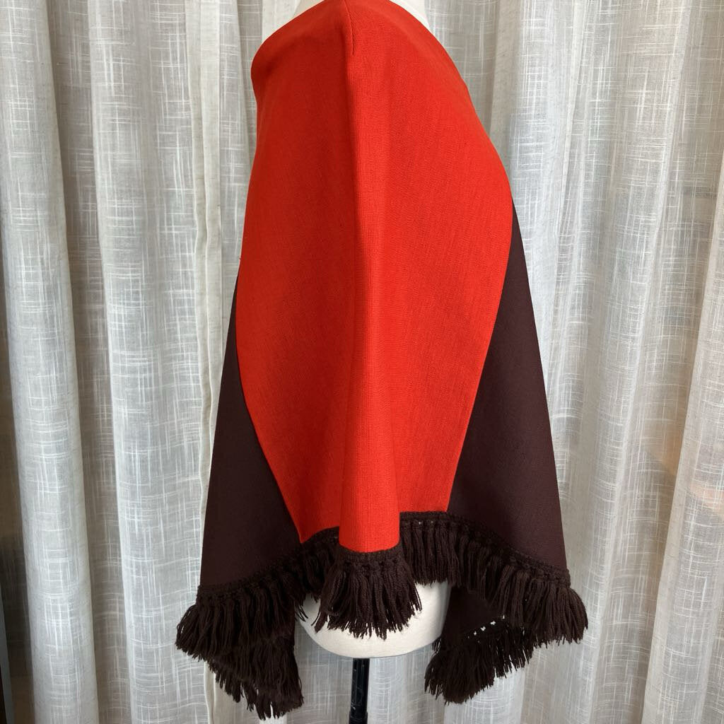 1970s Color Block Poncho